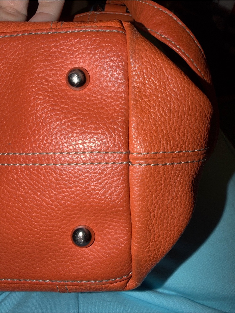 Tignanello Tangerine Orange Pebbled Leather Multi Pocket Shoulder Hobo Bag - Picture 11 of 12